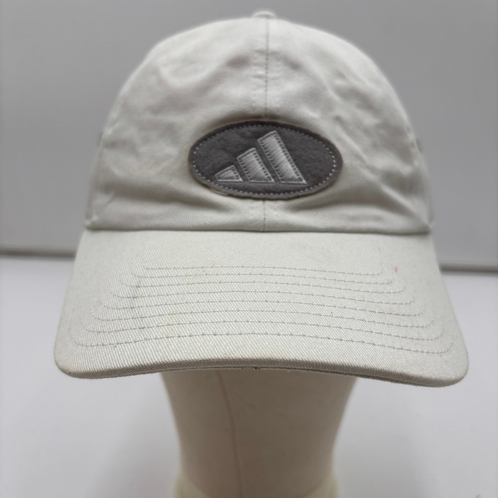Adidas‎ Baseball Cap Vintage Oval Logo Adjustable Dad Hat Cream White OSFA